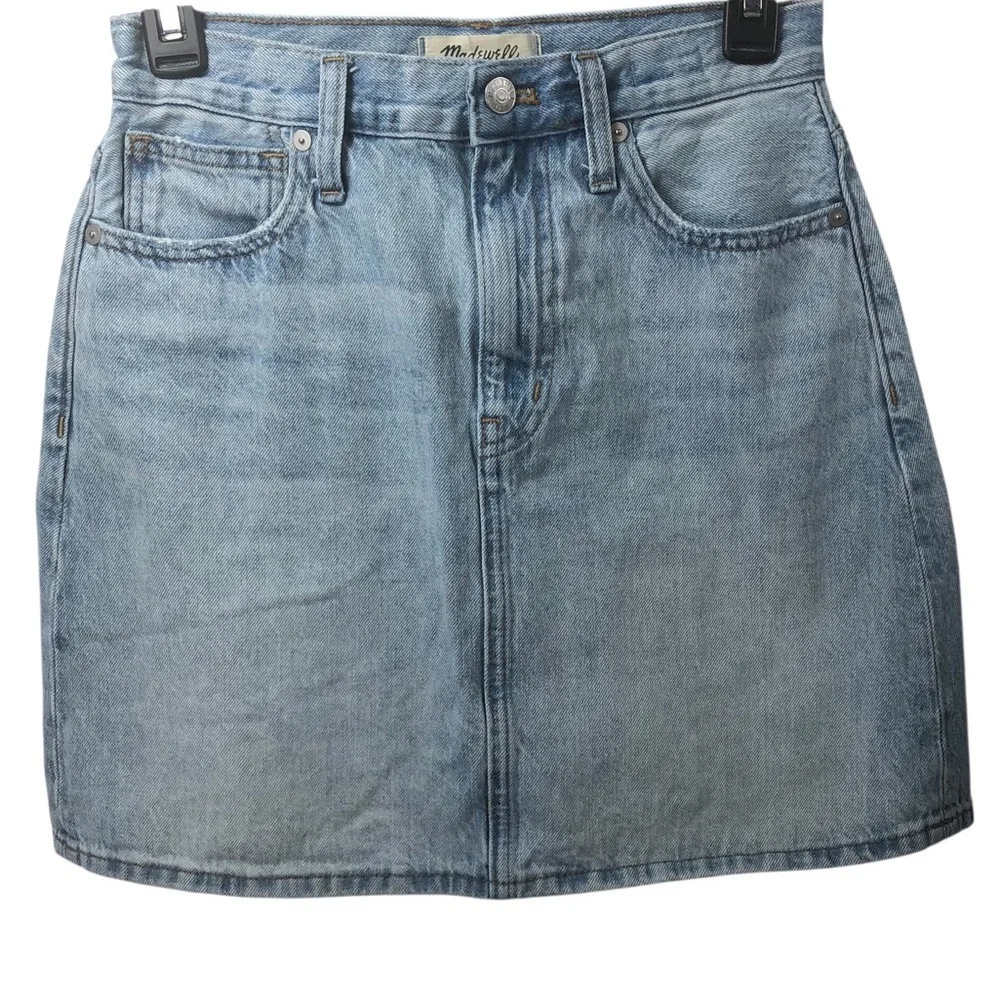 Madewell Rigid Denim A-Line Skirt Sz 24 Light Wash Classic Boho Preppy Casual